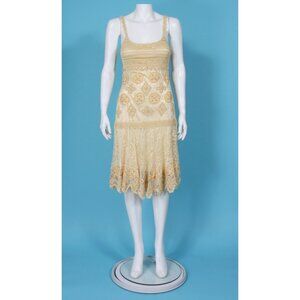 Sue Wong Silk Dress Vintage size 6 stunning Cream beaded lace Gatsby party - 730